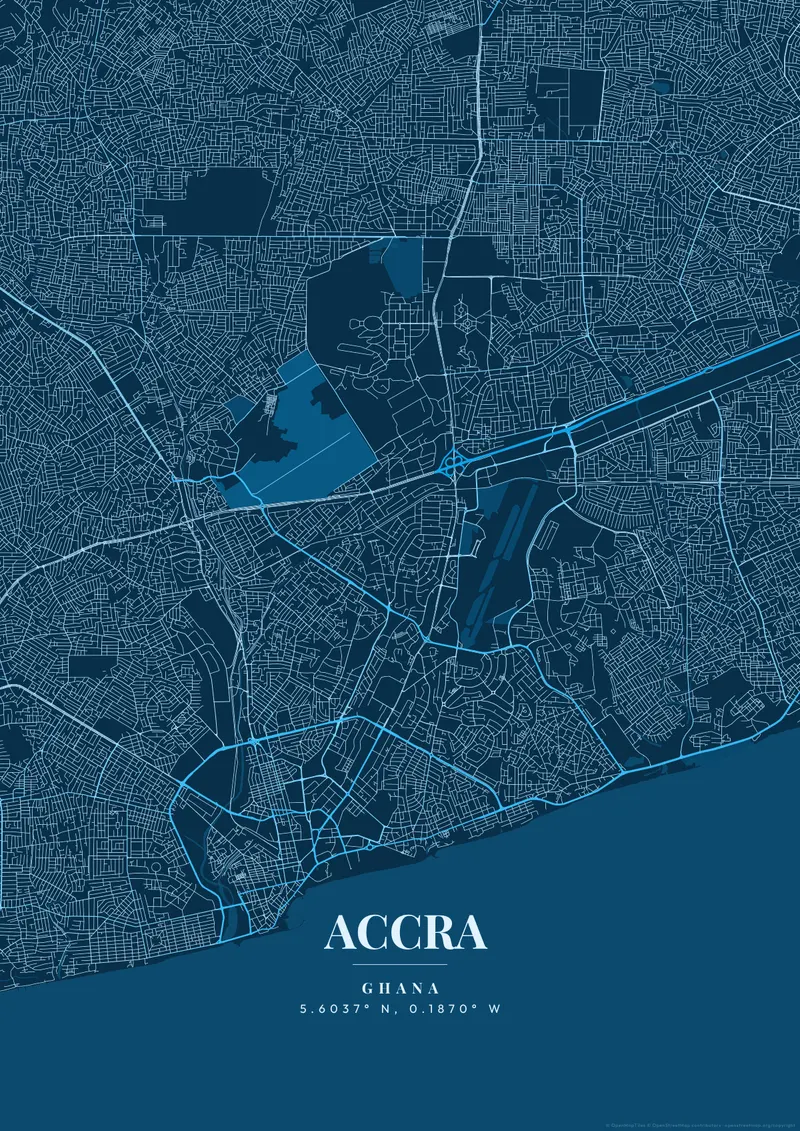 Accra Deep Ocean map poster