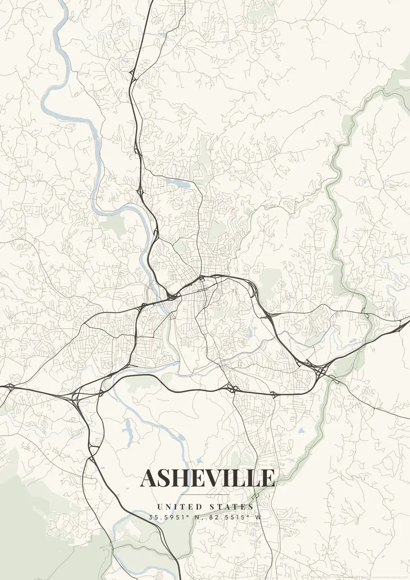 Asheville Ivory Tower map poster