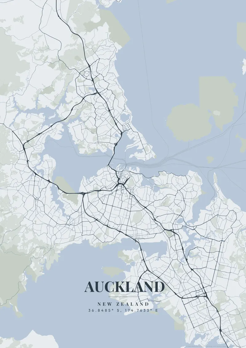Auckland Nordic Fjord map poster