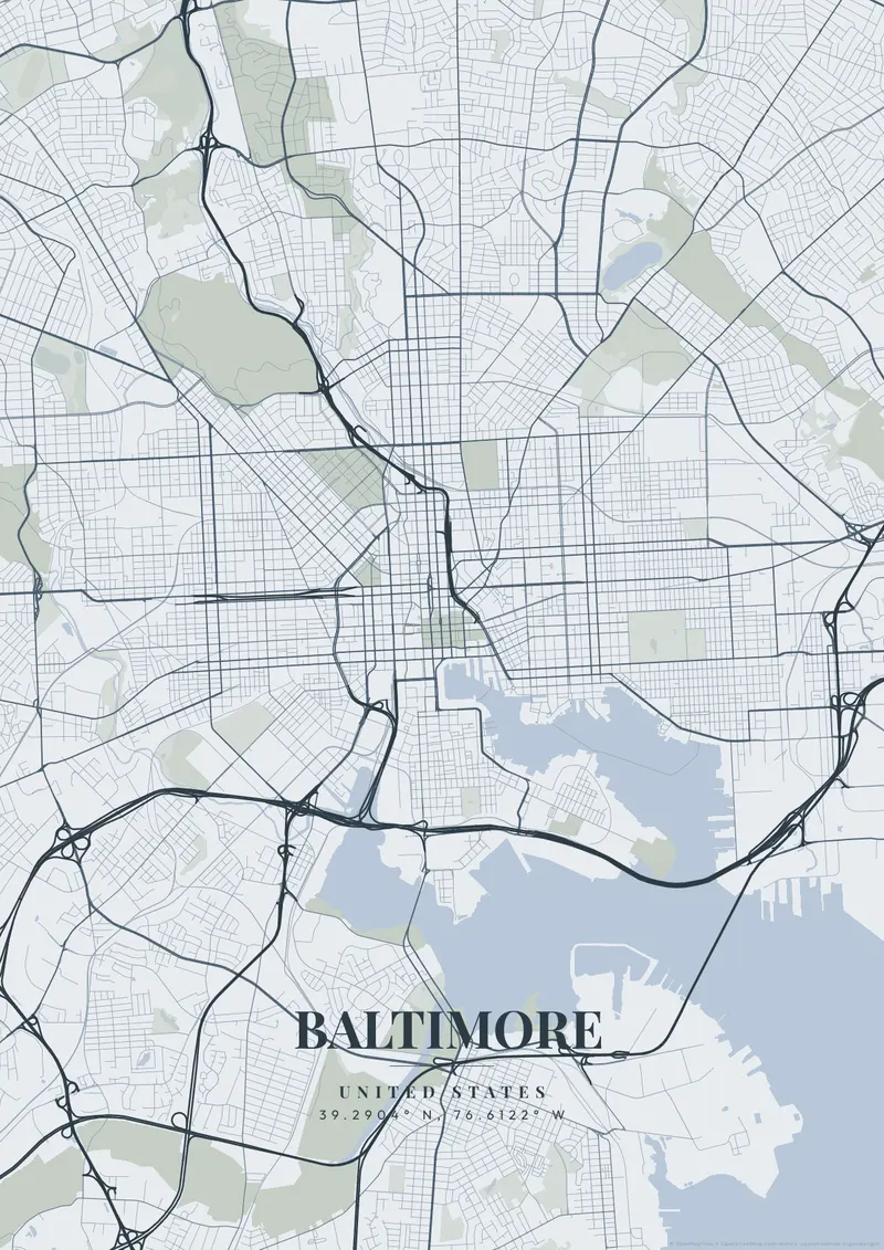 Baltimore Nordic Fjord map poster