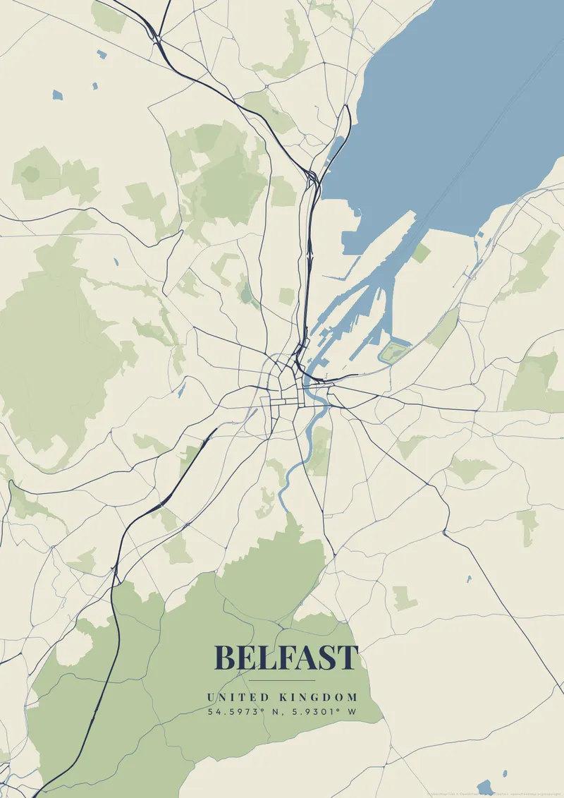 Belfast Vintage Atlas map poster