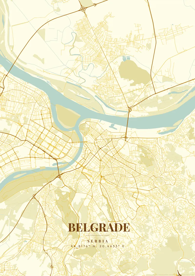 Belgrade Golden Era map poster