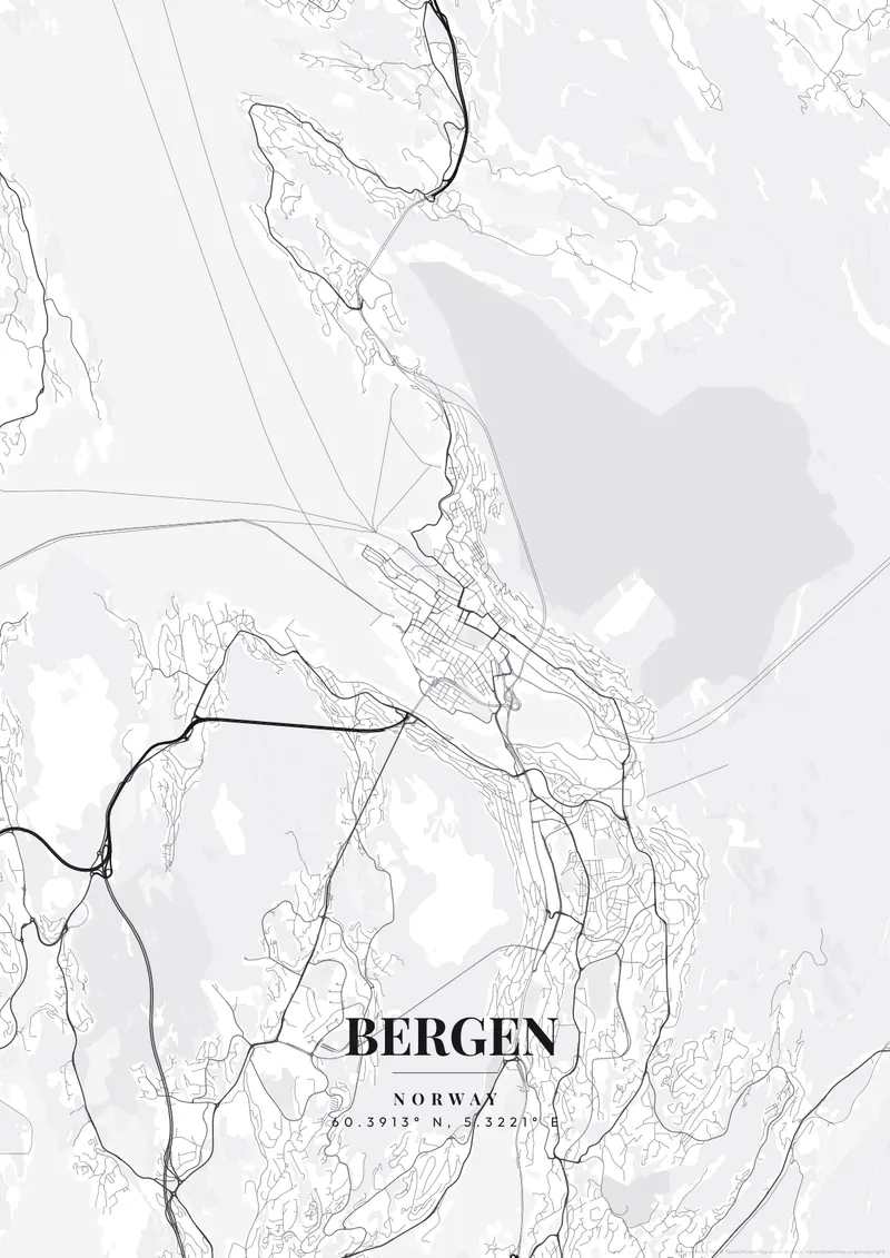 Bergen Monochrome Pro map poster