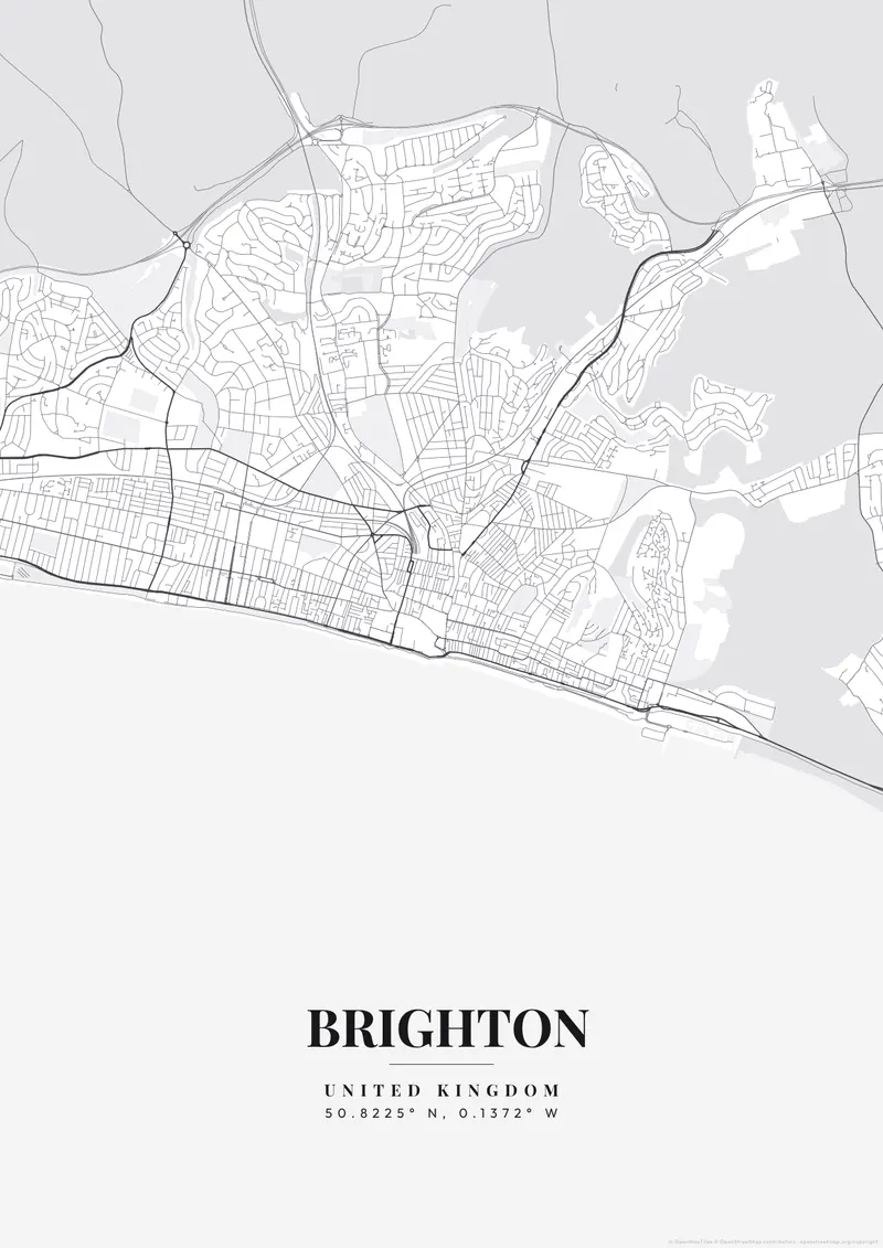 Brighton Monochrome Pro map poster