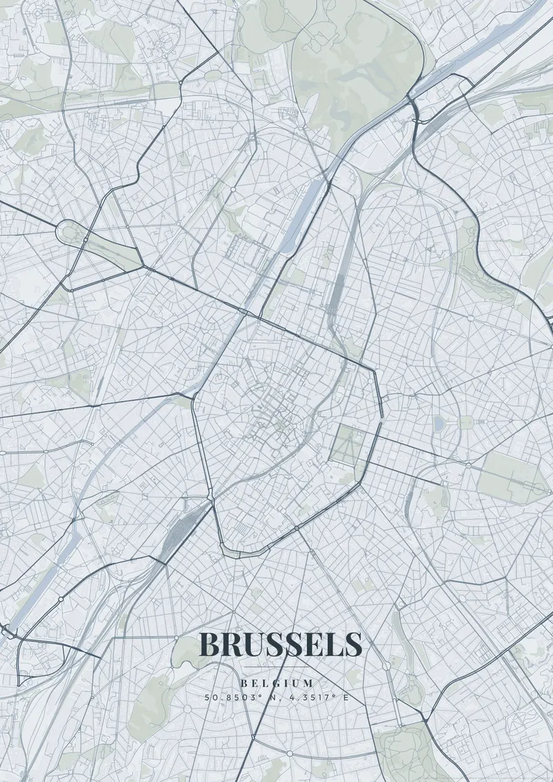 Brussels Nordic Fjord map poster