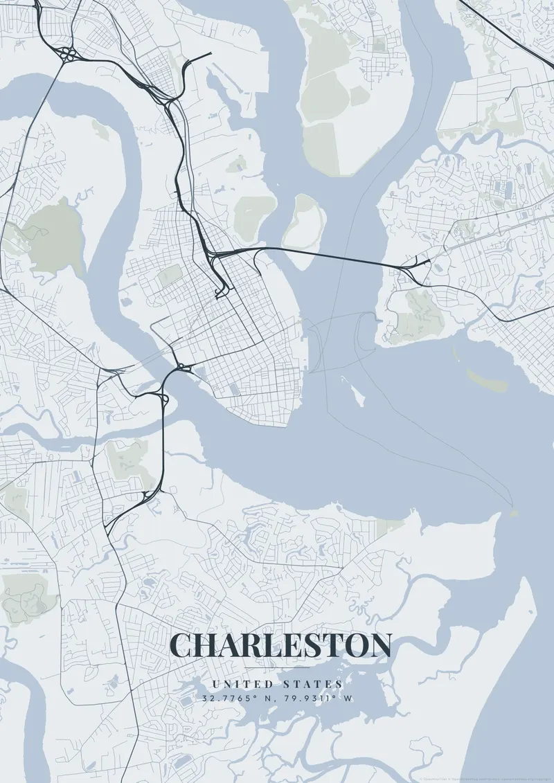 Charleston Nordic Fjord map poster