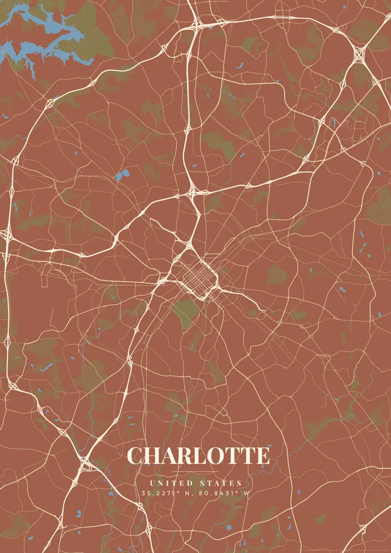 Charlotte Terracotta Villa map poster