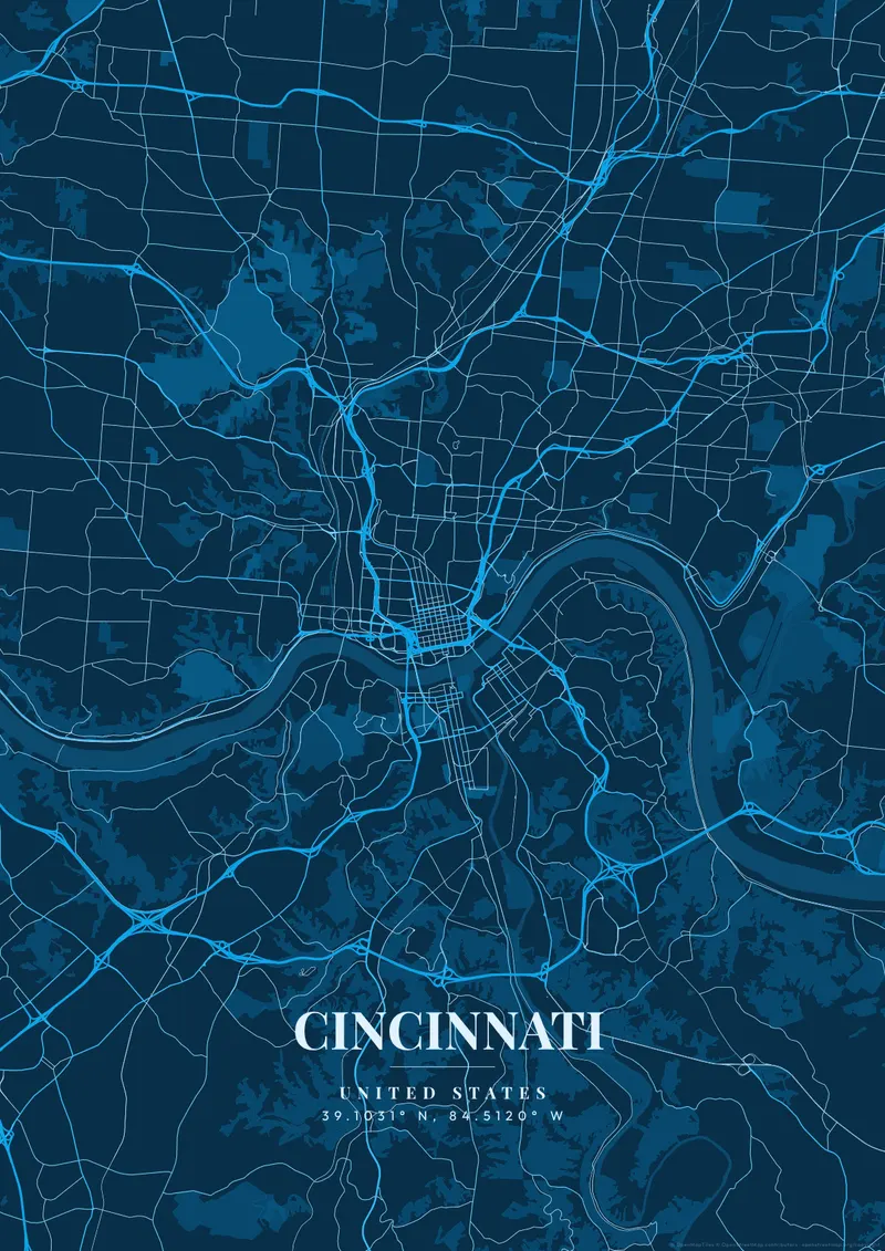 Cincinnati Deep Ocean map poster