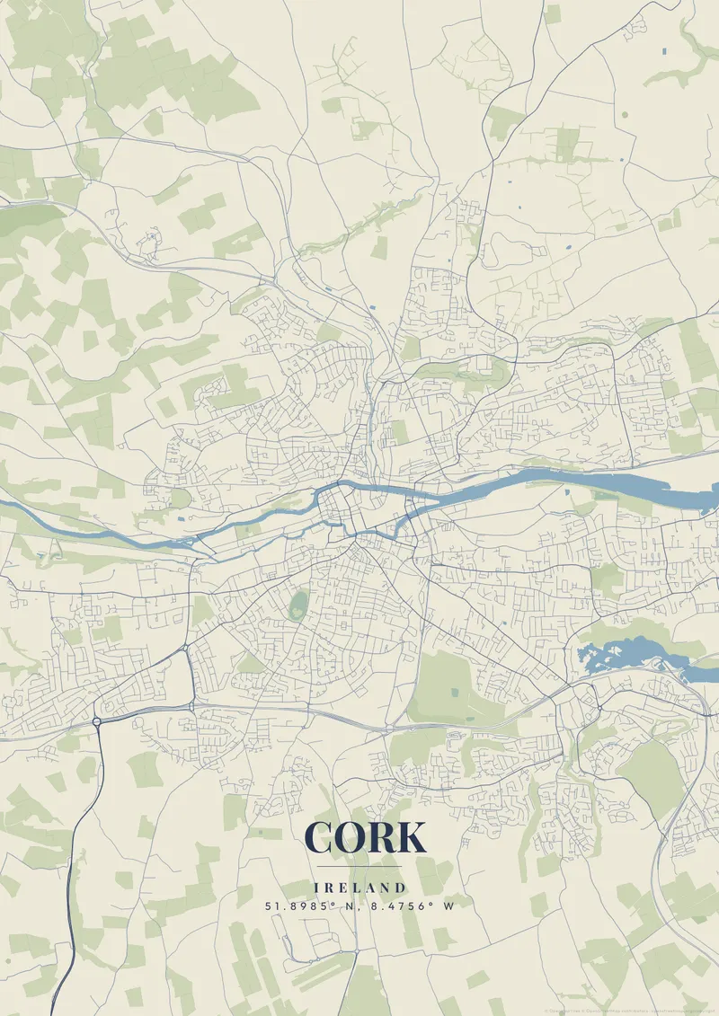 Cork Vintage Atlas map poster