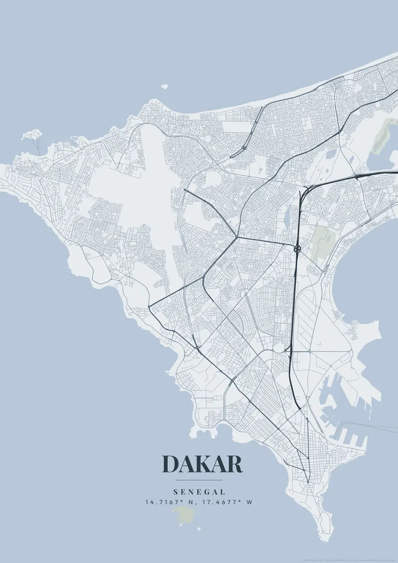 Dakar Nordic Fjord map poster
