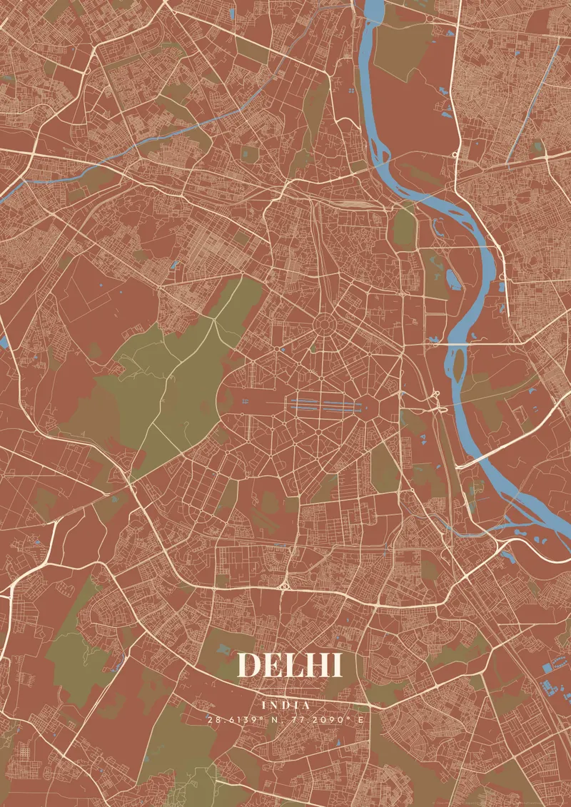 Delhi Terracotta Villa map poster