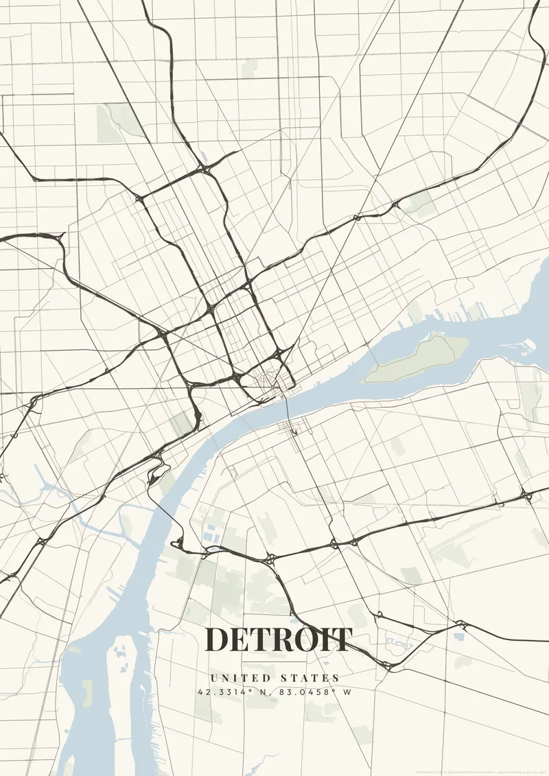 Detroit Ivory Tower map poster