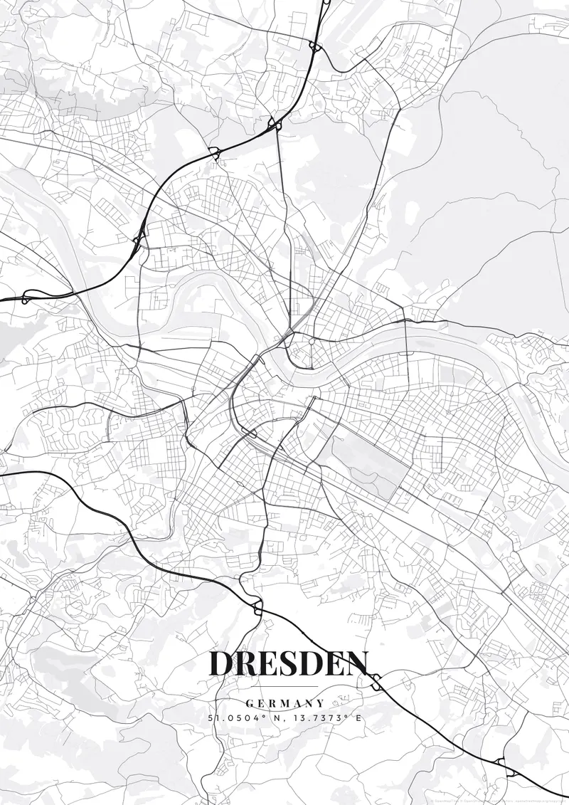 Dresden Monochrome Pro map poster