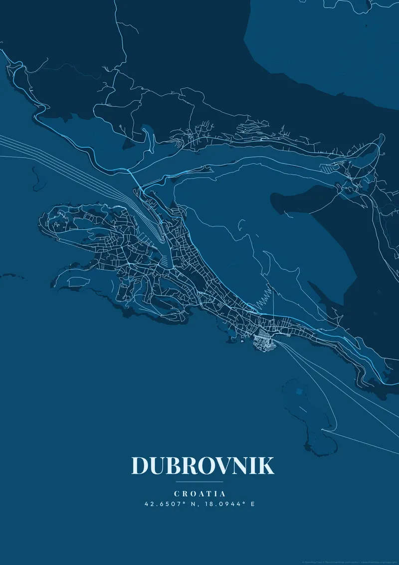 Dubrovnik Deep Ocean map poster