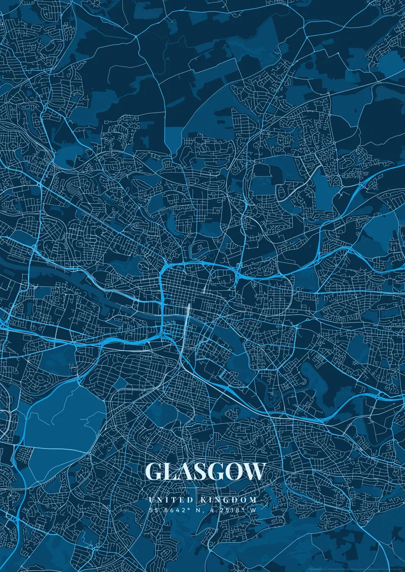 Glasgow Deep Ocean map poster