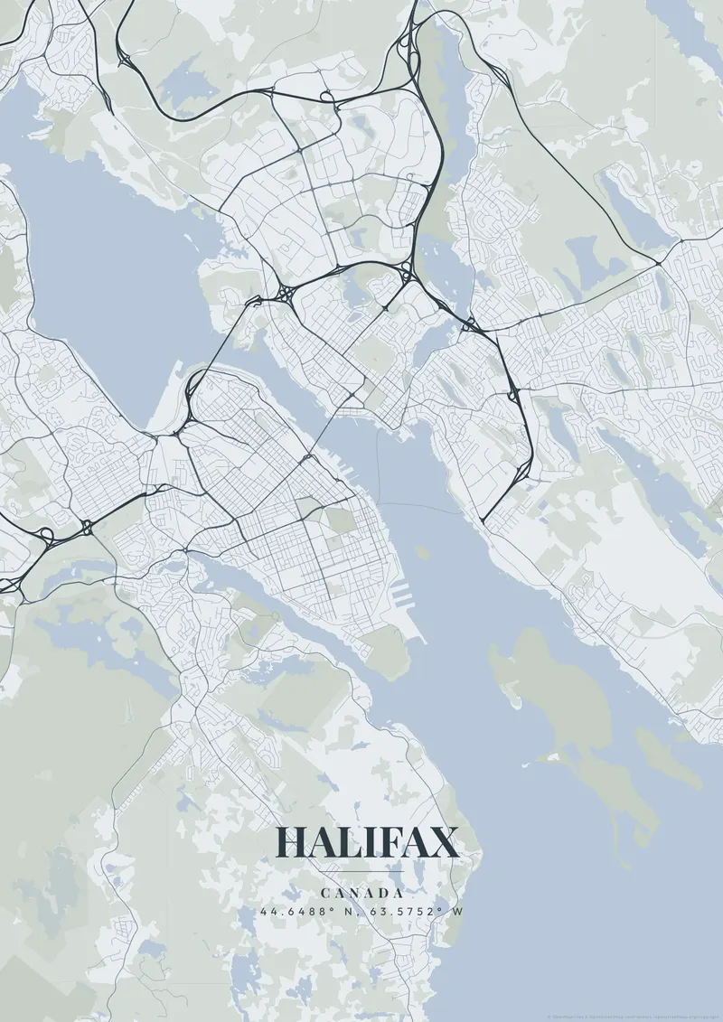 Halifax Nordic Fjord map poster