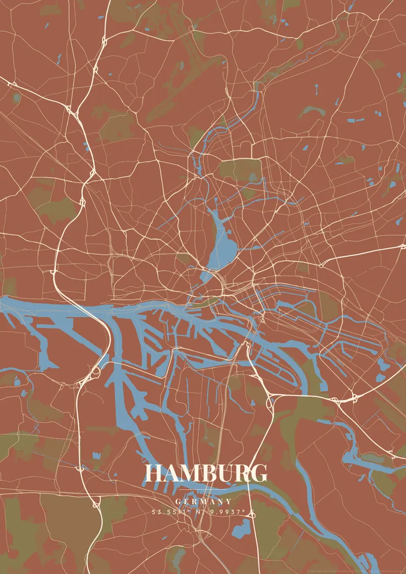Hamburg Terracotta Villa map poster