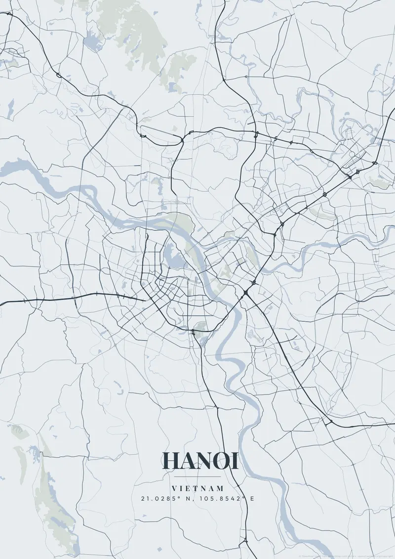 Hanoi Nordic Fjord map poster