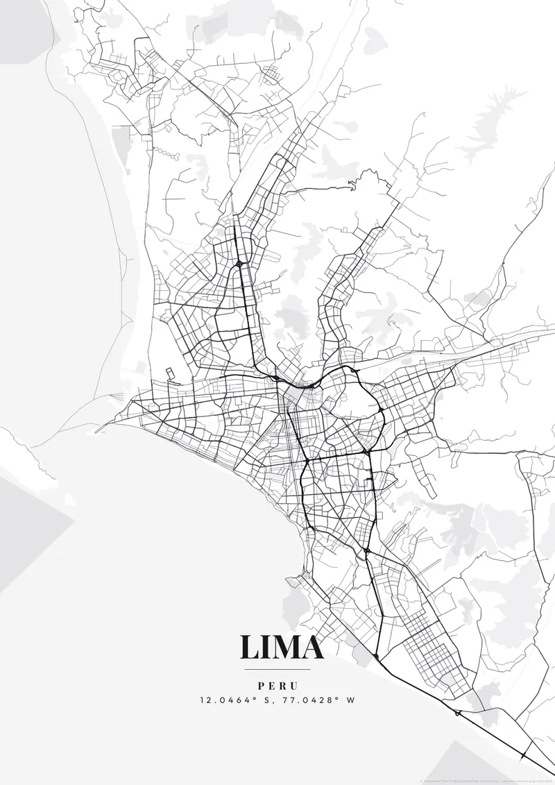 Lima Monochrome Pro map poster
