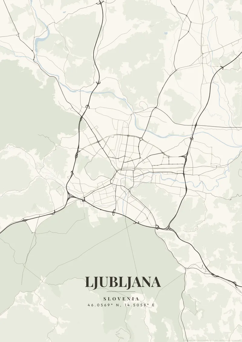 Ljubljana Ivory Tower map poster