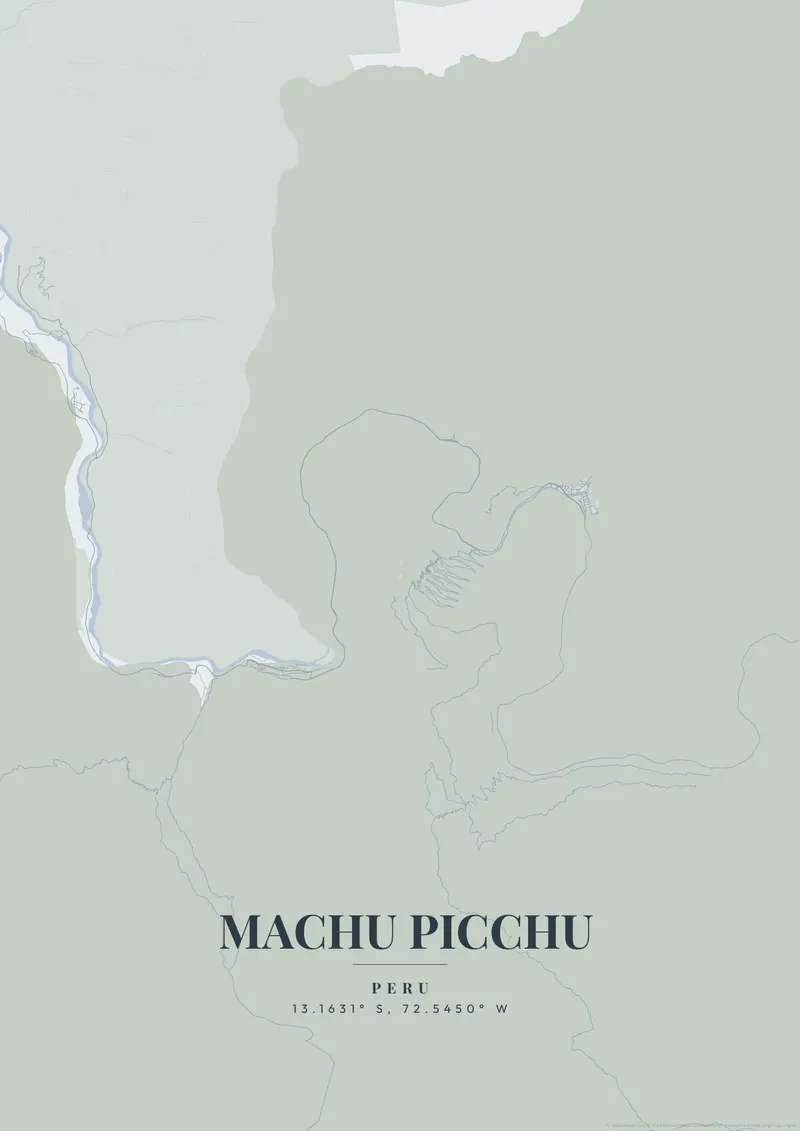 Machu Picchu Nordic Fjord map poster