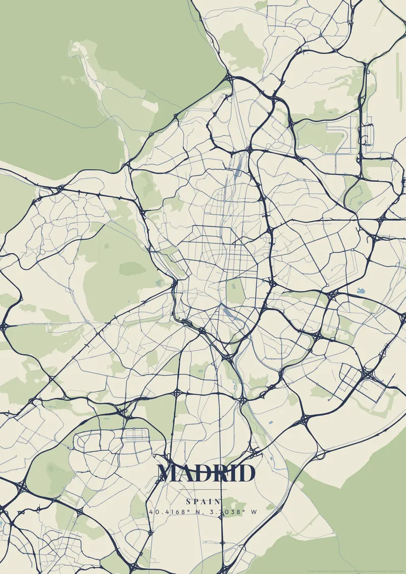 Madrid Vintage Atlas map poster