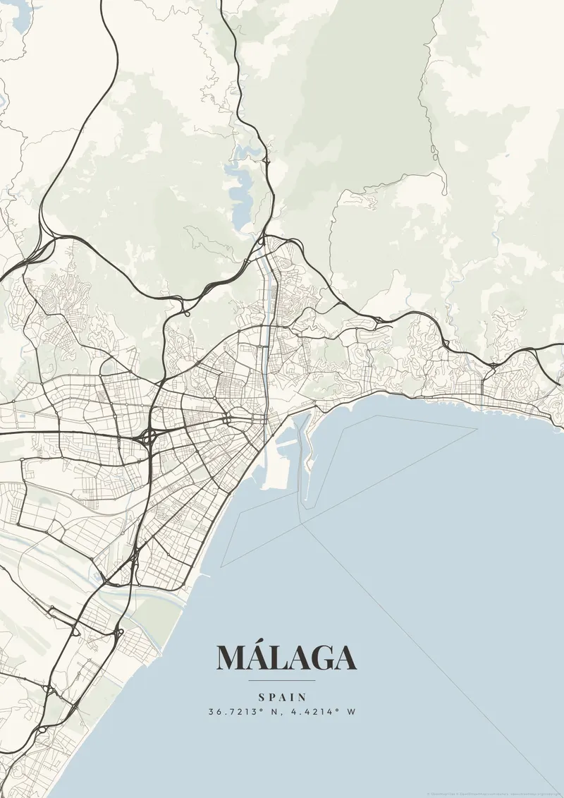 Málaga Ivory Tower map poster