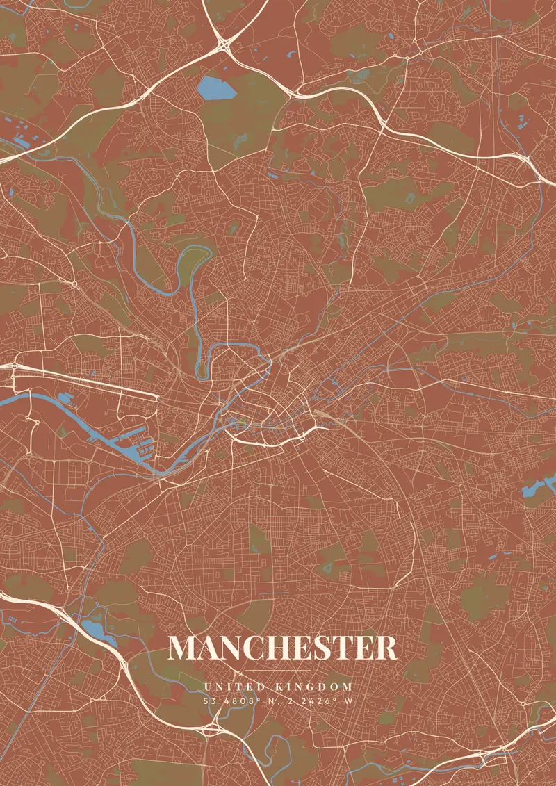 Manchester Terracotta Villa map poster