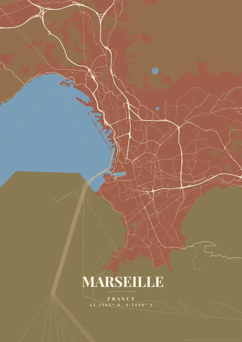 Marseille Terracotta Villa map poster