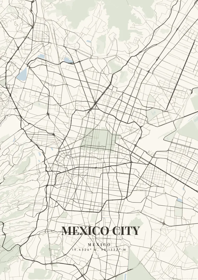 Mexico City Ivory Tower map poster