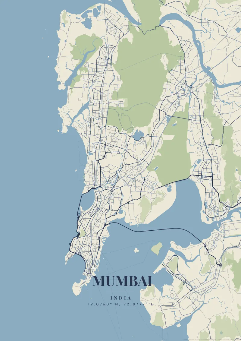 Mumbai Vintage Atlas map poster