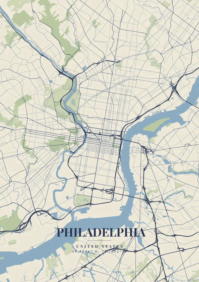 Philadelphia Vintage Atlas map poster