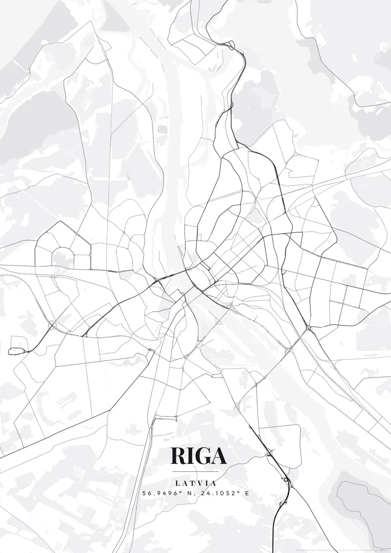 Riga Monochrome Pro map poster