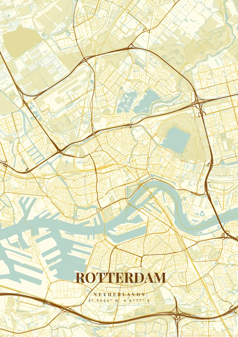 Rotterdam Golden Era map poster