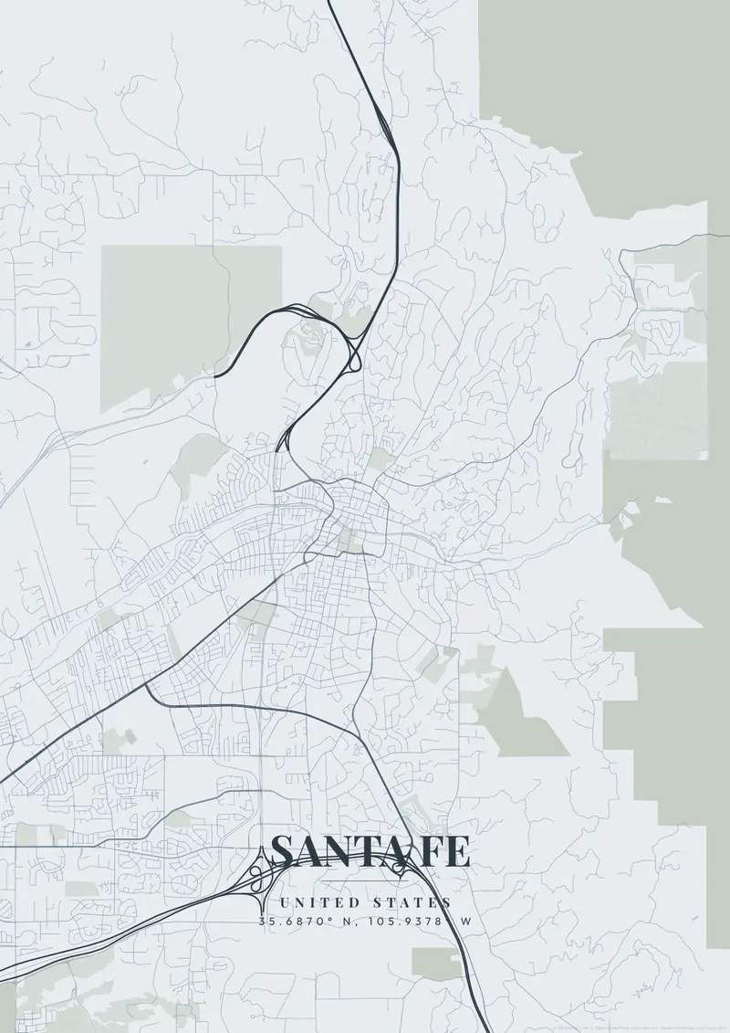 Santa Fe Nordic Fjord map poster