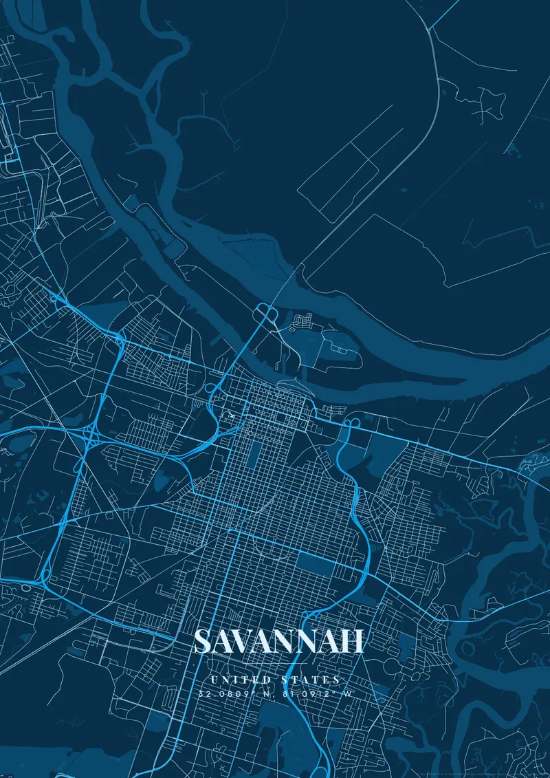 Savannah Deep Ocean map poster
