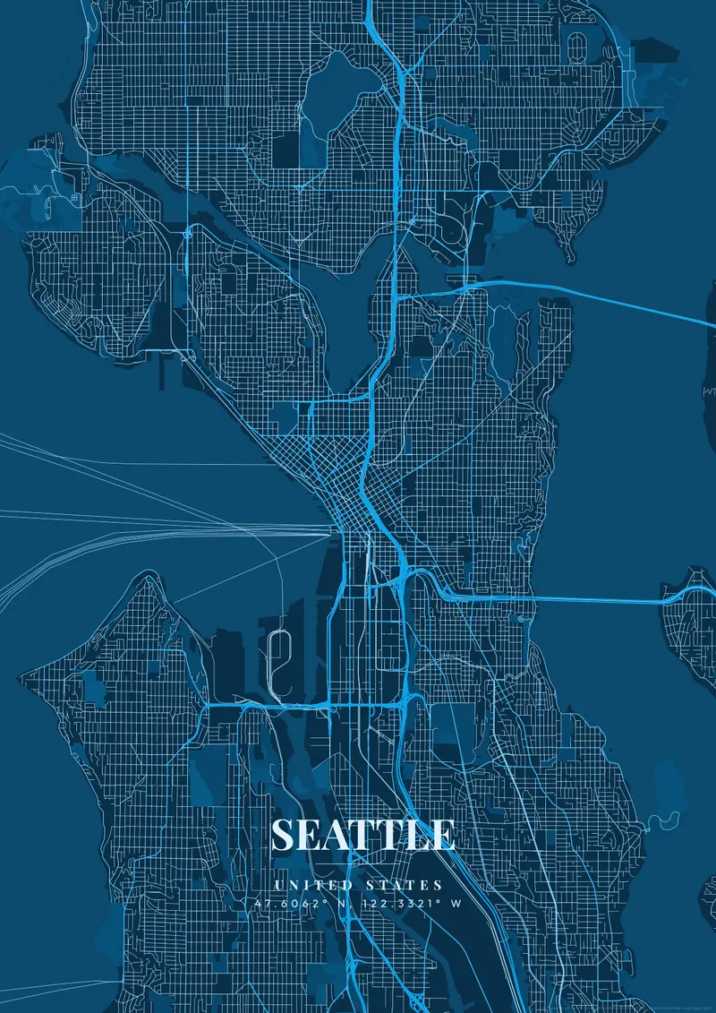 Seattle Deep Ocean map poster