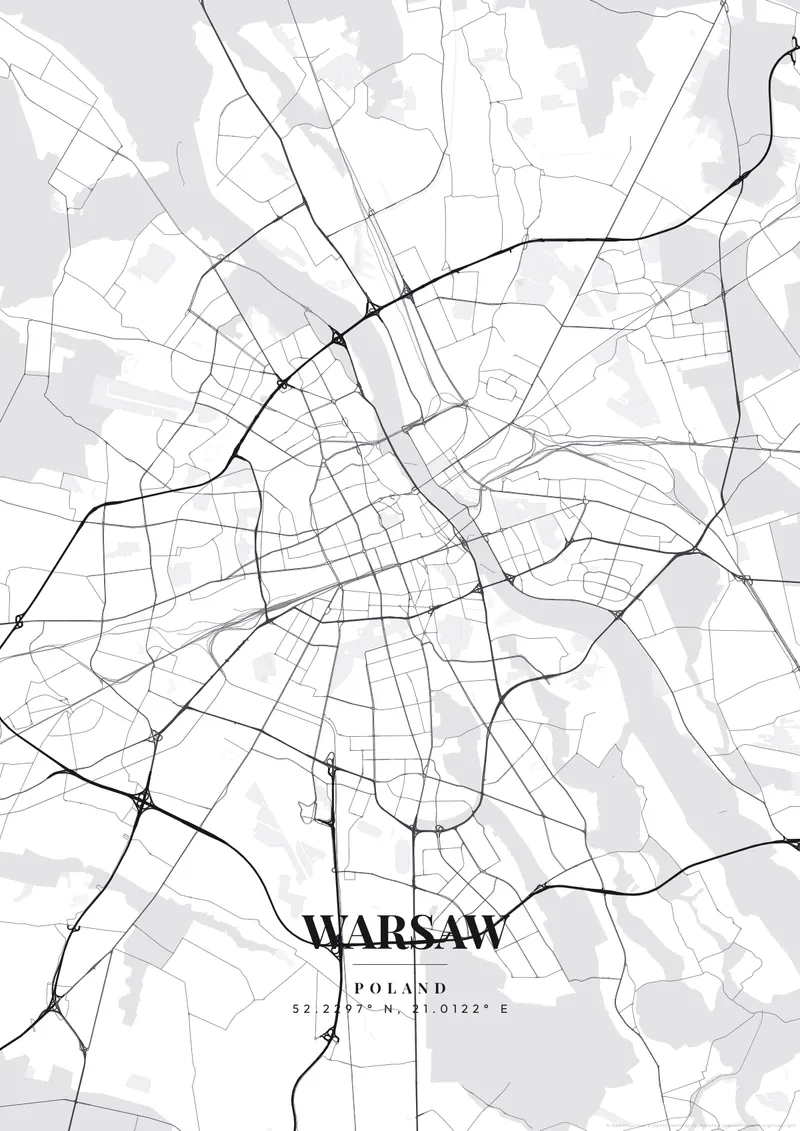 Warsaw Monochrome Pro map poster
