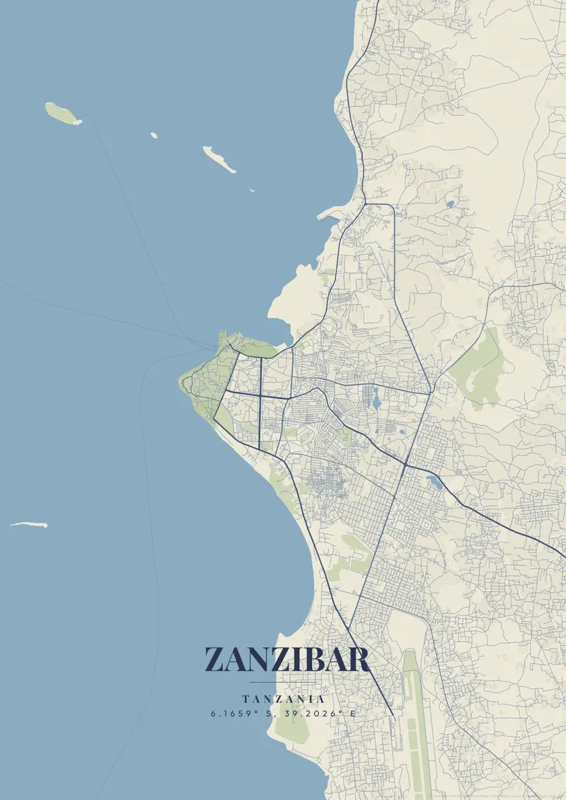 Zanzibar Vintage Atlas map poster